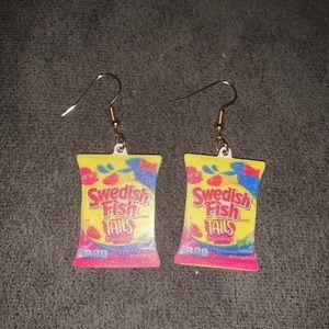 Swedish Fish Tails Candy Snacks Products Earrings -26